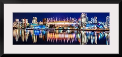 BC Place Stadium and Vancouver Skyline at Night - Panoramic