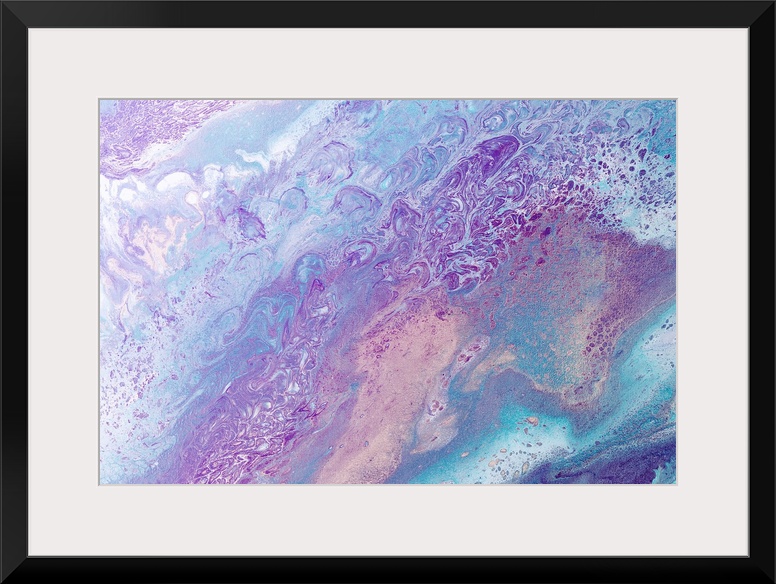 Abstract contemporary painting in pastel tones, in a marbling effect.