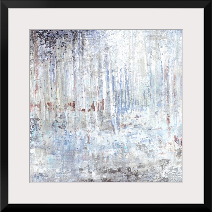 Contemporary abstract painting using muted tones of gray.