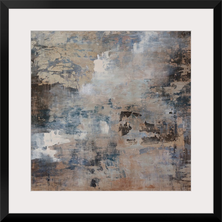 Giant abstract art composed of assorted streaks and patches of faded earth tones layered on top of each other.