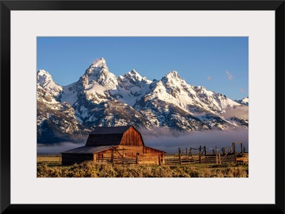 John Moulton Barn With Teton Range, In Grand Teton National Park, Wyoming