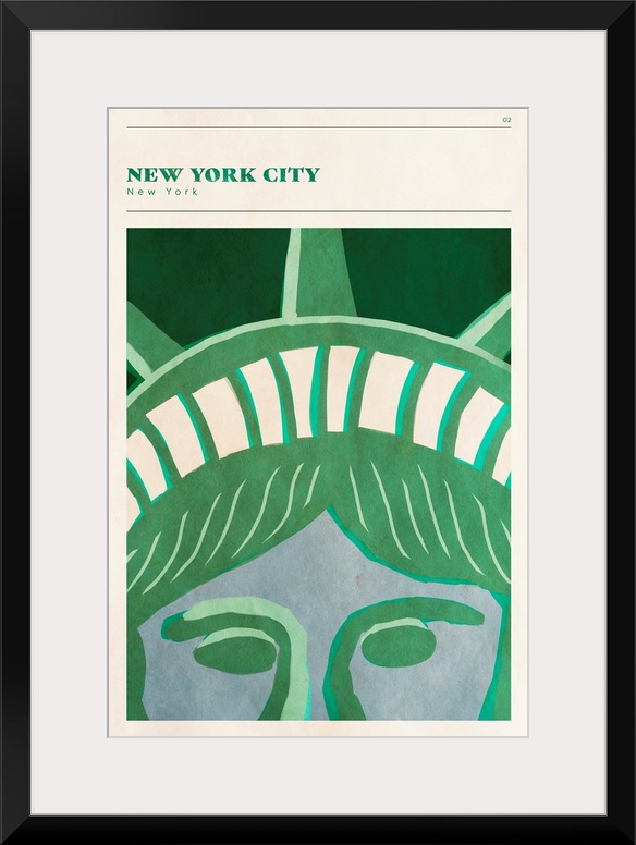 Vertical modern illustration of a close up the Statue of Liberty.