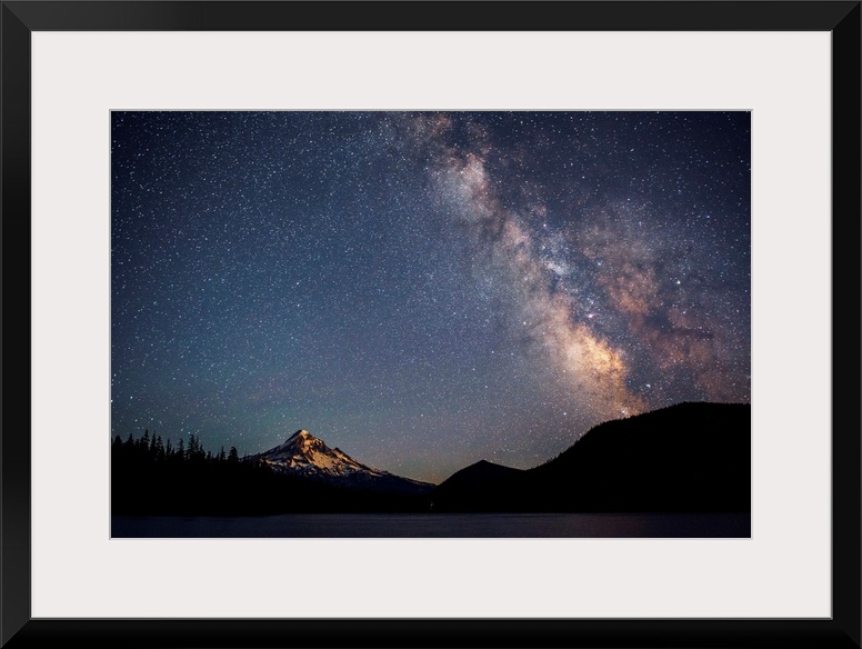 View of Mount Hood and Milky Way in Portland, Oregon.