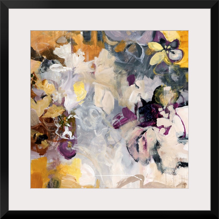 Giant abstract art incorporates a design of various flowers that have been mixed and placed together over the entire surfa...