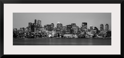 Panoramic Seattle City Skyline At Night, Washington