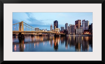 Pittsburgh City Skyline with Andy Warhol Bridge at Night