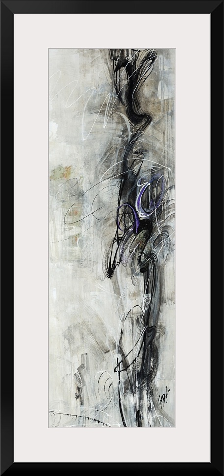 Figurative art work of a female dancer in various shades of black and gray.