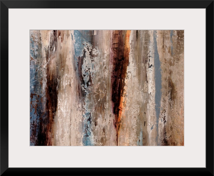 Big abstract art uses lots of jagged vertical lines to give this piece added texture and complexity.