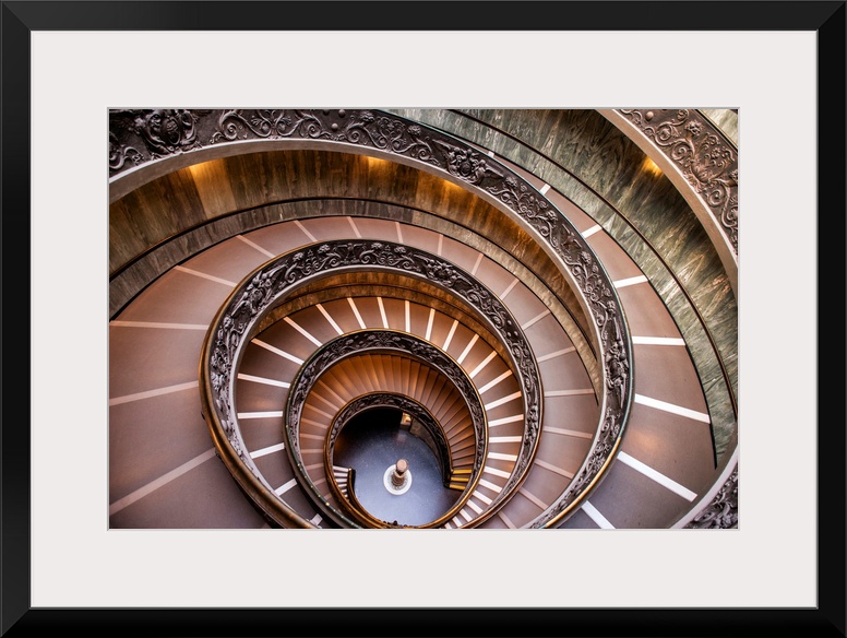 Photograph of the spiral staircase at the Vatican Historical Museum.