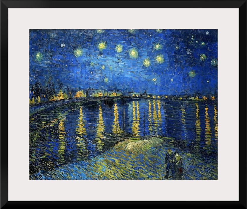 Vincent van Gogh's Starry Night Over the Rhone (1888) famous landscape painting.