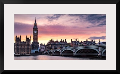 Sunset Over Big Ben, Westminster, London, England, UK - Panoramic