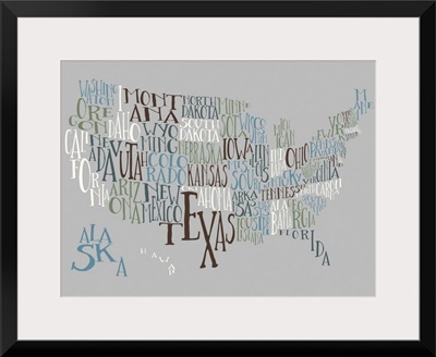 Vintage Chill US Typography Map