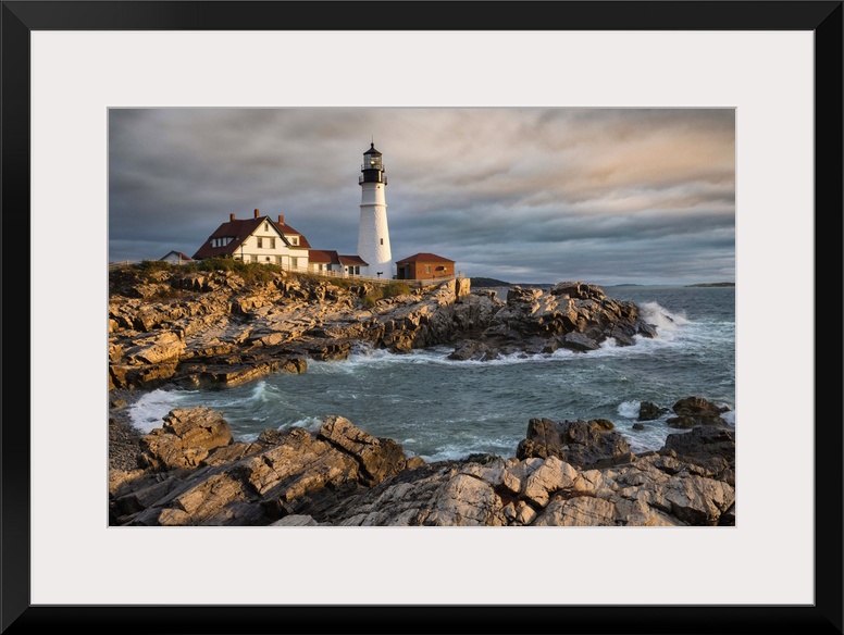 Portland Maine Lighthouse at sunrise.