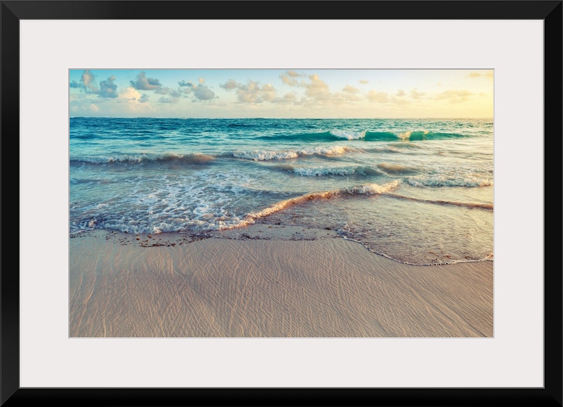 Colorful Sunrise Over Atlantic Ocean Coast.