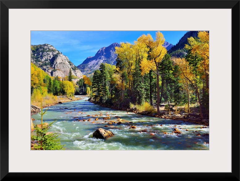 mountain river and colorful mountains of Colorado.