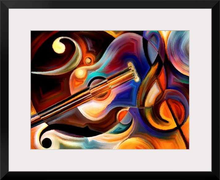 Abstract painting on the subject of music and rhythm.