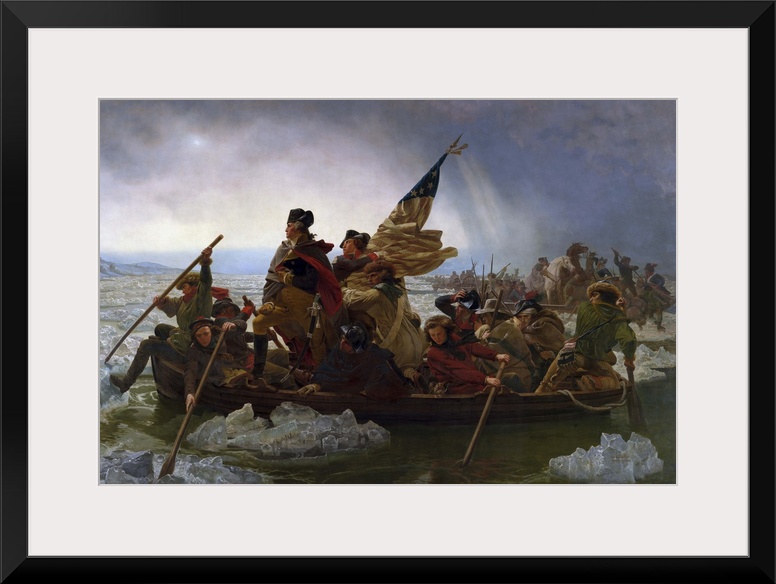 Painting of George Washington crossing the Delaware.