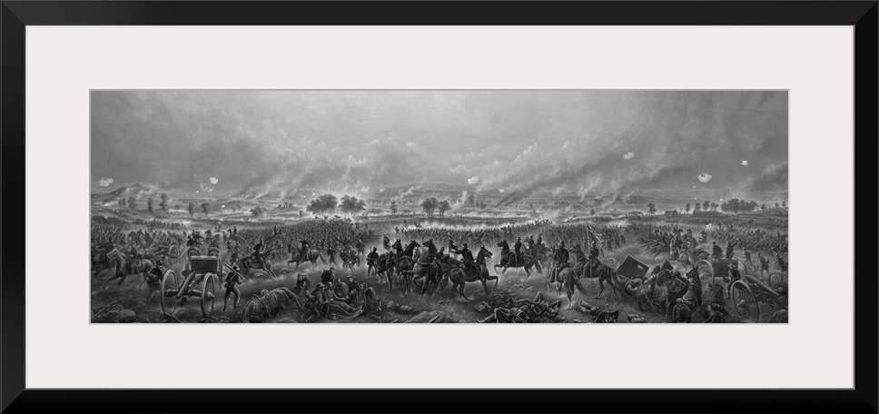 Vintage Civil War print of the Battle of Gettysburg.