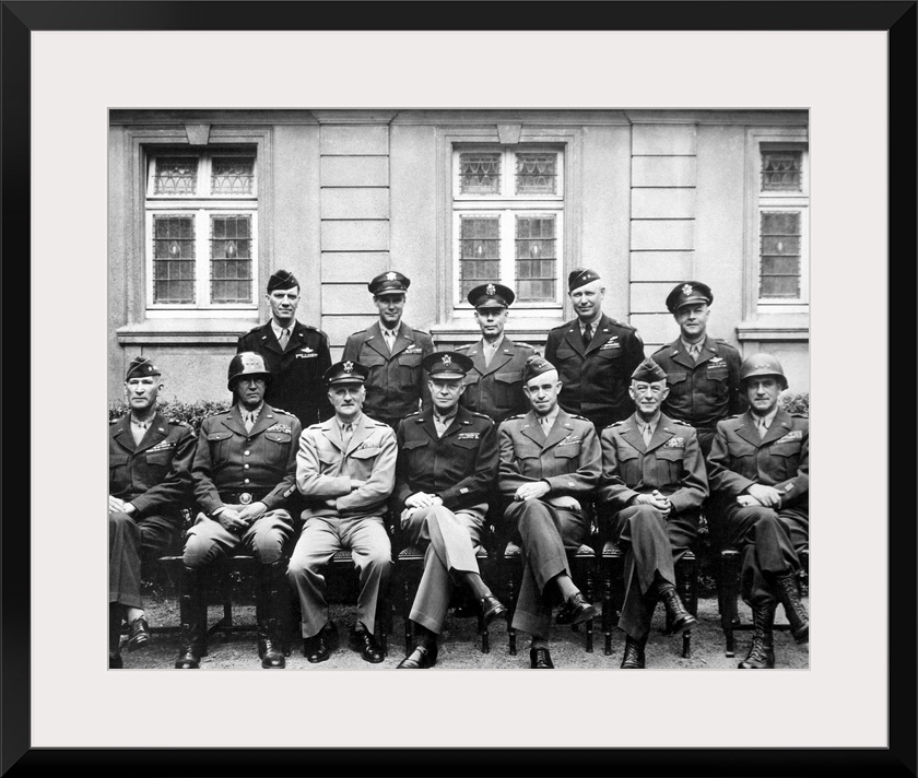Digitally restored vintage World War II photo of the senior American military commanders of the European Theater. Featured...