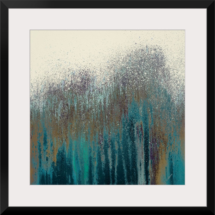 This square abstract painting of streaks and splatters of paint makes a wonderful decorative accent for the home or office.