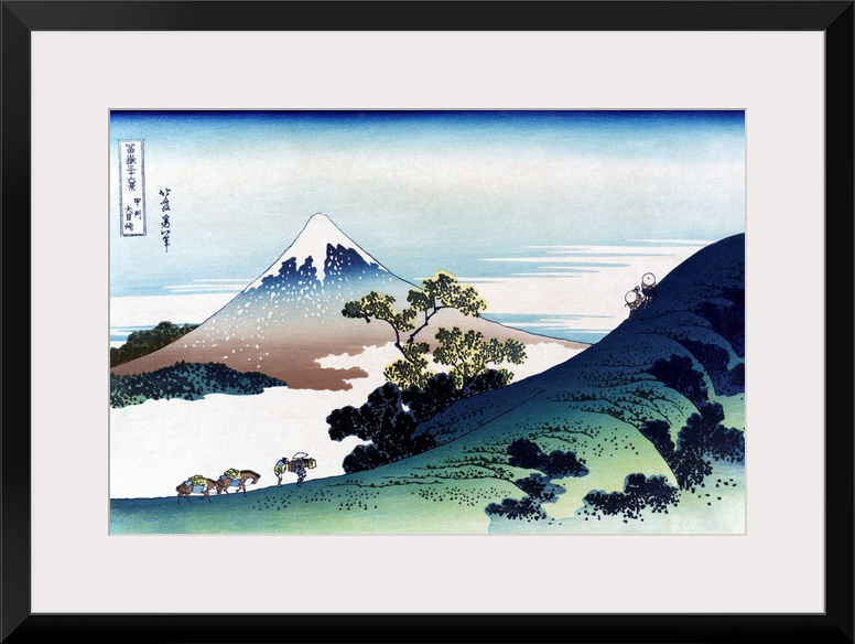 Hokusai, Inume Pass. A View Of Inume Pass In the Kai Province, Japan, With Mount Fuji In the Background. Woodcut By Katsus...