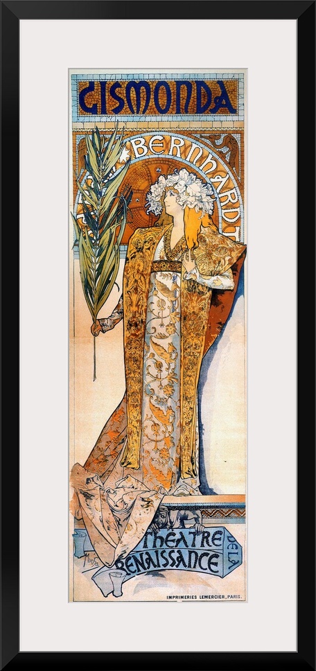 Lithograph poster by Alphonse Mucha for 'Gismonda,' directed by and starring Sarah Bernhardt at the Th??tre de la Renaissa...