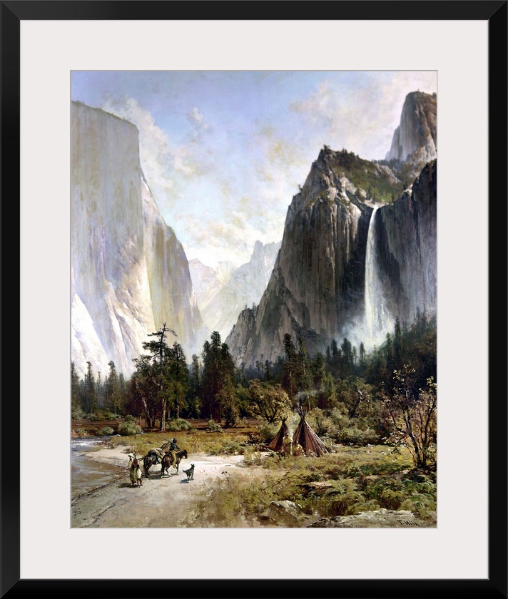 Yosemite Valley, C1860. A Native American Hunter Returning To His Tepee At Yosemite Valley. Oil On Canvas By Thomas Hill, ...