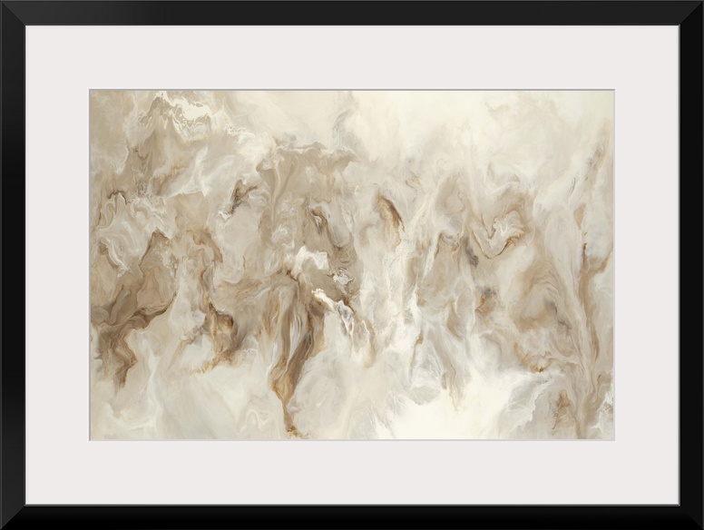 Neutral colored hues marbling together in this large abstract painting.