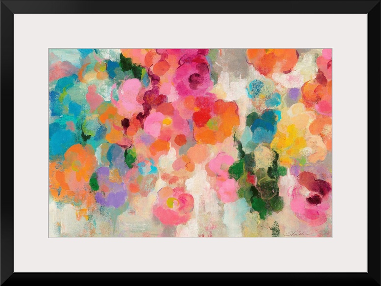 Contemporary painting of colorful flowers.