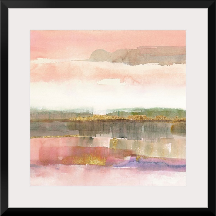 Pastel watercolor abstract in pink and grey.