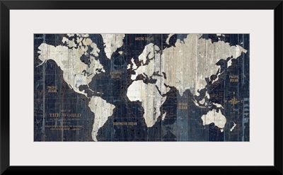 Old World Map Blue