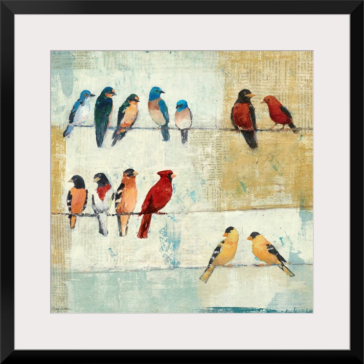 This decorative accent features  North American birds, Mountain Bluebirds, Eastern Bluebirds, Barn Swallows, Robin, Scarle...