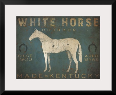 White Horse with Words Blue