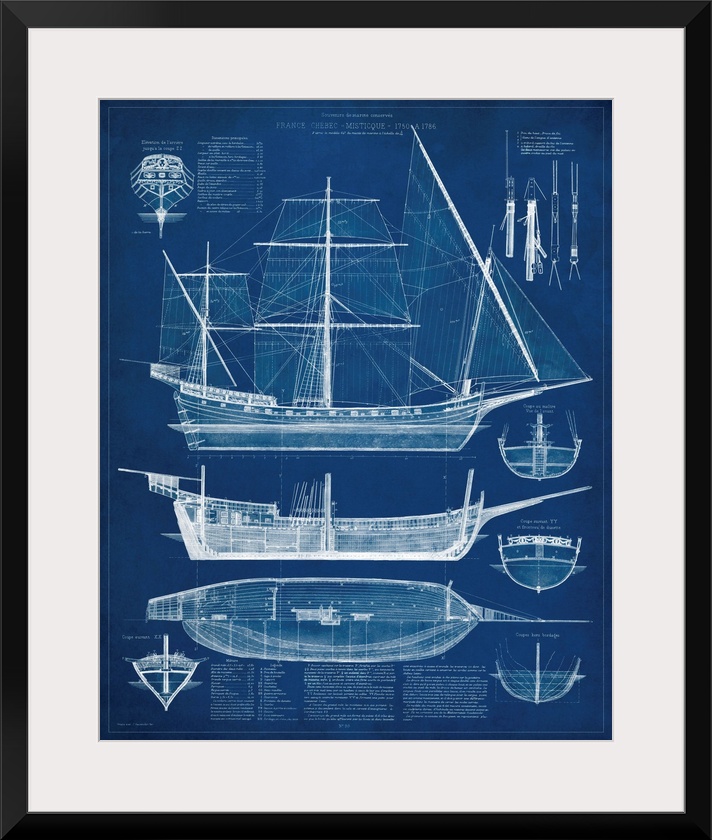 Antique Ship Blueprint I