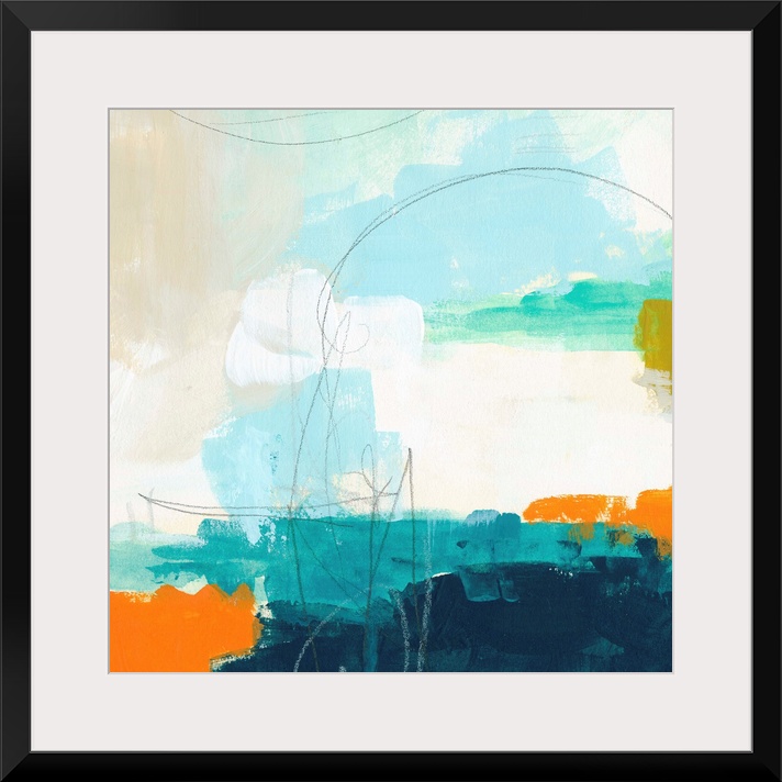 Contemporary abstract artwork using light colors.