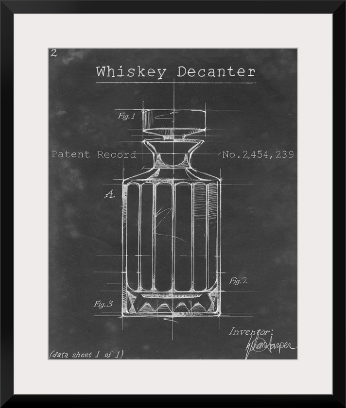 Blueprint style artwork of a cocktail recipe perfect for a kitchen or home bar.