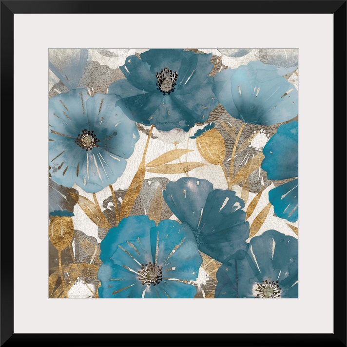 Blue and Gold Poppies I