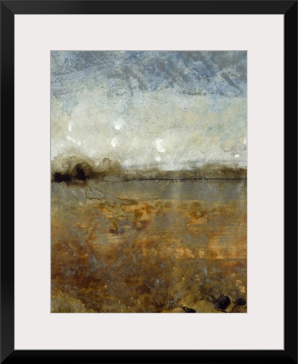 Contemporary abstract painting of what resembles an earthy toned landscape.