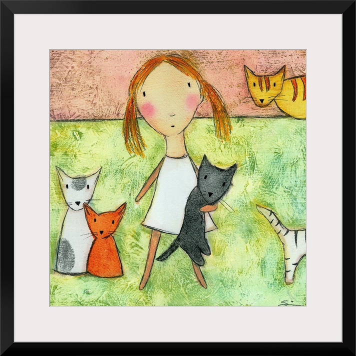 Girl with Cats