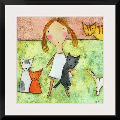 Girl with Cats