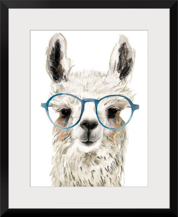A cute and quirky piece of art never fails to raise a smile. This cheerful llama sporting large round glasses will add a t...