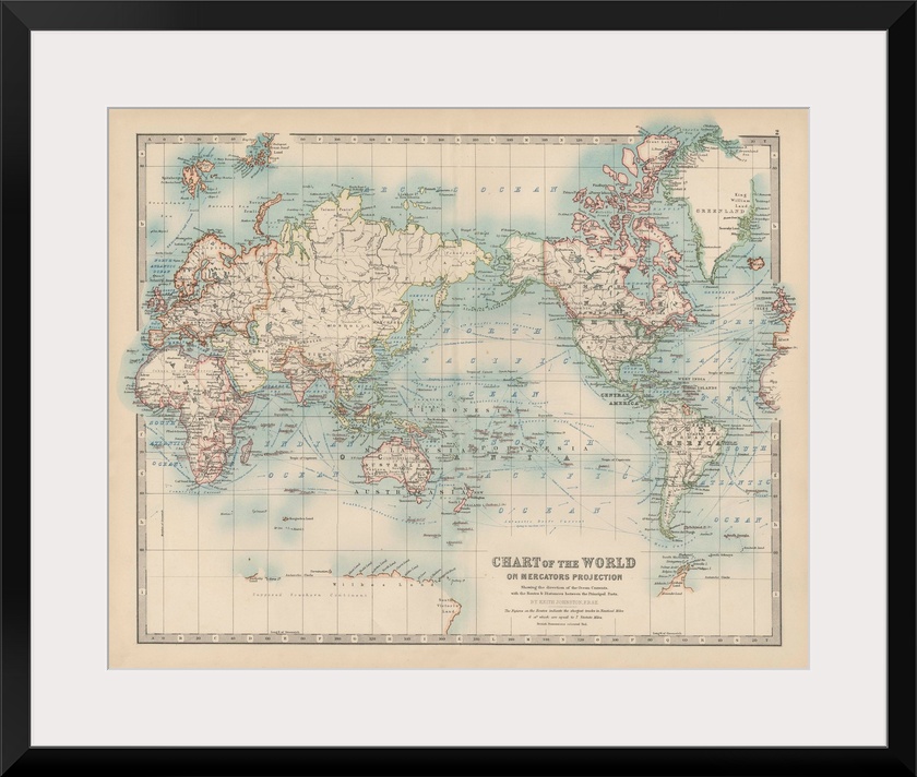 Vintage map of the world on Mercators Projection.