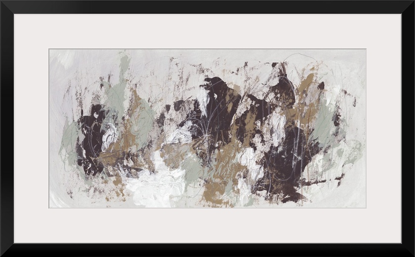 Contemporary abstract painting using earth tones and splash style application.