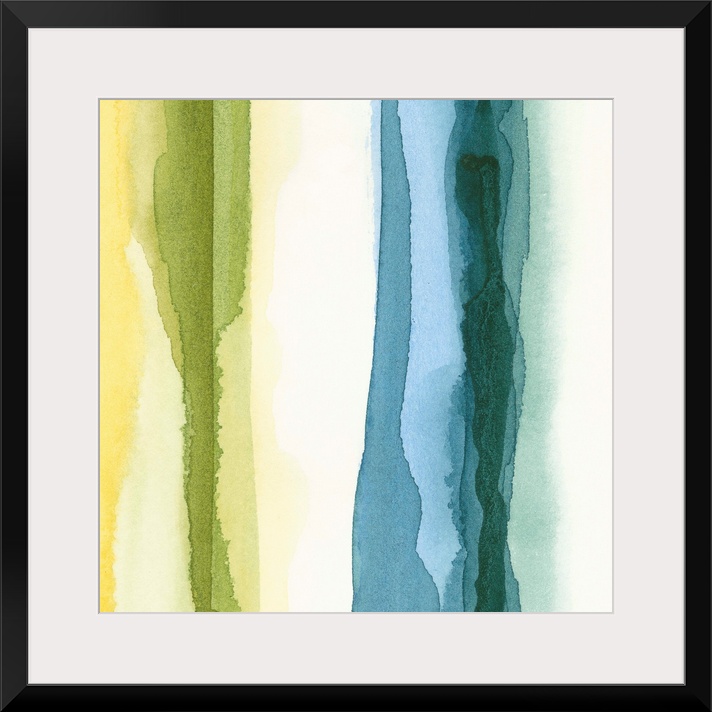 Contemporary wall art for the home or office this square wall art is made with vertical watercolor washes.