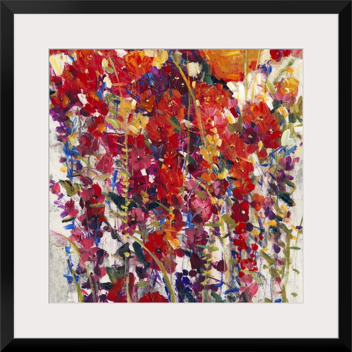 Colorful contemporary painting of a vibrant flowers.