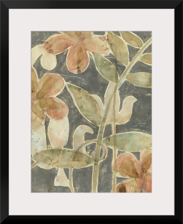 Contemporary floral painting reminiscent of the fresco technique.