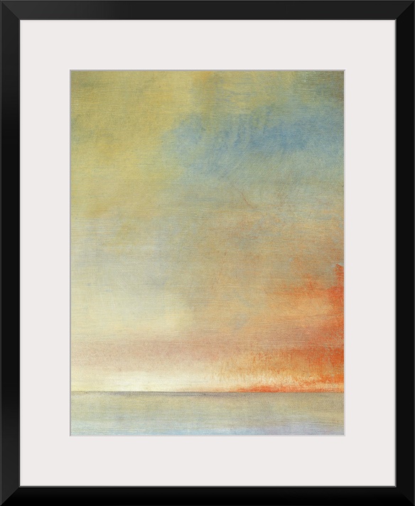 Abstract artwork with warmer colors and blue thrown in to contrast.