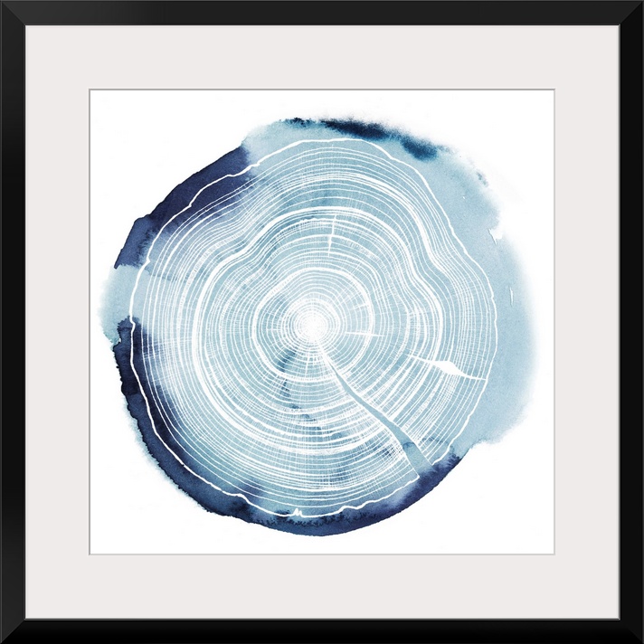 Watercolor impression of a tree trunk cross-section.