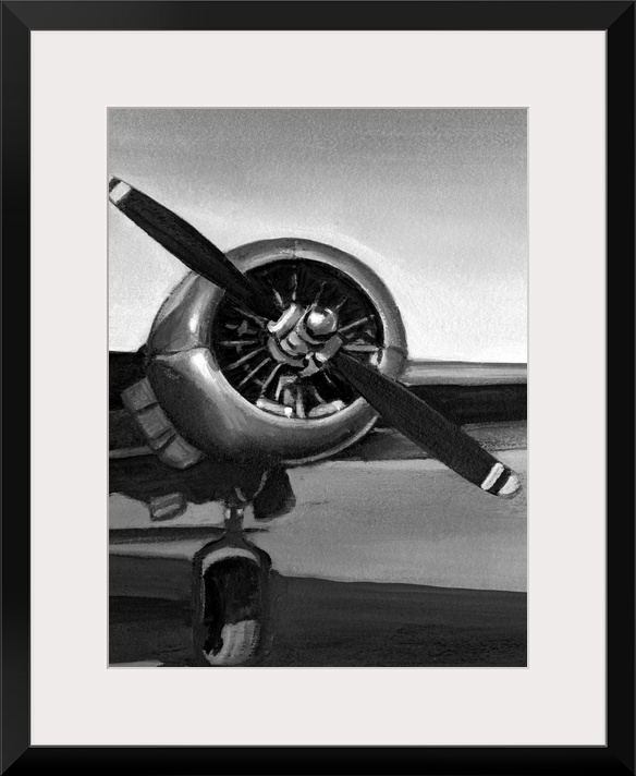 Antique art of an airplane propeller.