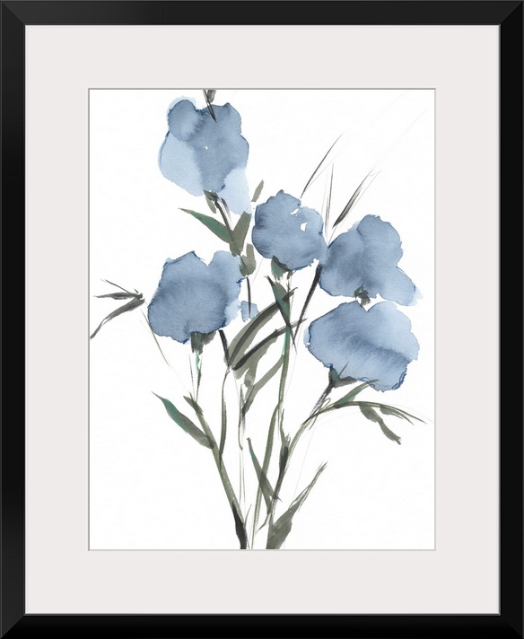 Watercolor Blue Bouquet I